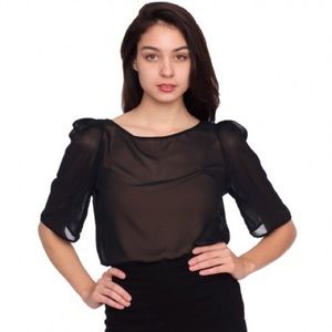 “Vintage” American Apparel Chiffon Black Blouse